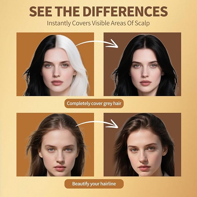 Gowwim Root Touch up Powder, Instantly Gray Hair Cover up Hairline Powder for Women & Men Waterproof and Sweatproof Root Cover Up Long-Lasting for Thinning & Loss Hair (Dark Brown4, 7.5g)