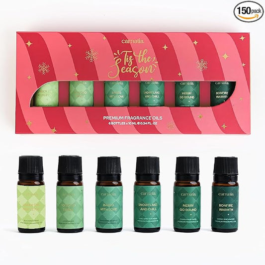 Carnatia Christmas Aroma Oil Set – 6 Cozy & Uplifting Scents for Diffusers, Relaxation & a Warm, Inviting Atmosphere | Festive Essential Oils for Home & Holiday Gifting!