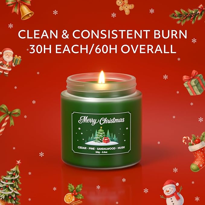 NORVENCE Christmas Candles, Scented Candles Gift Set for Stress Relief, Stress Relief Candle Gifts for Women and Men, Christmas Candle Gifts for Women (Red & White, 7 oz)