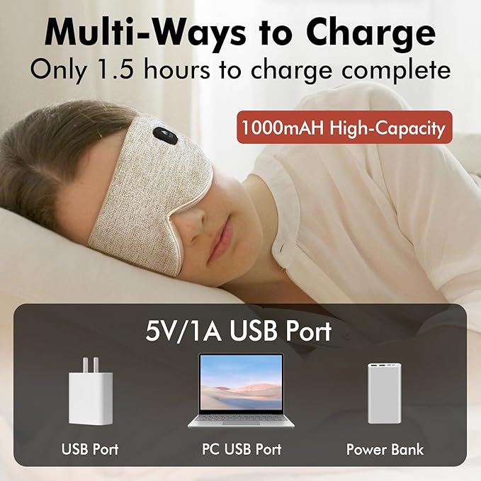 Cordless Heated Eye Mask for Dry Eyes, Eye Mask for Dry Eyes, Washable Eye Heating Pad, Electric Warm Eye Compress, Gifts for Women Men (Warm Yellow)