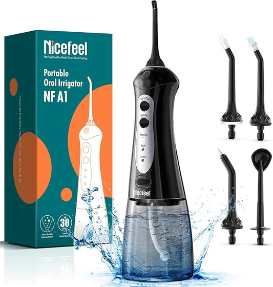 Nicefeel Cordless Water Dental Flosser – 300ML BPA-Free Portable Oral Irrigator, 3 Cleaning Modes, Fast Charge, IPX7 Waterproof for Teeth, Gums & Tonsil Stones – Home & Travel Use