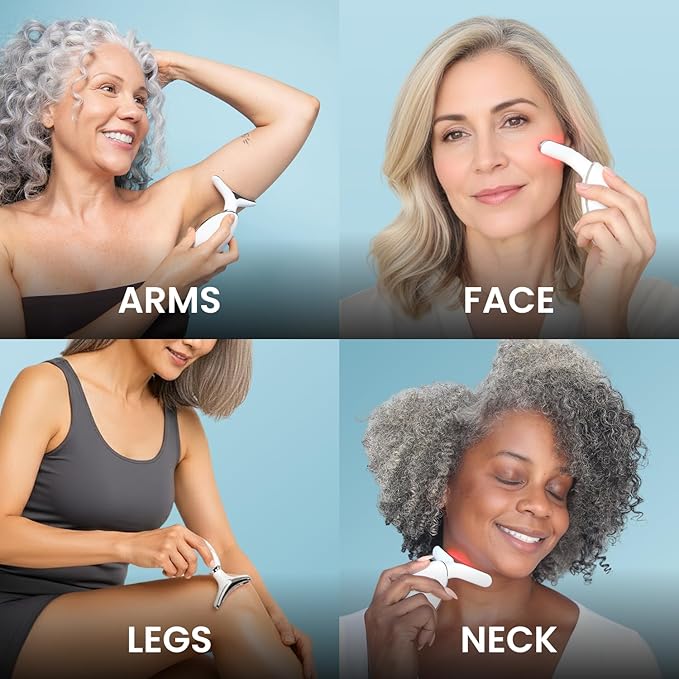 MyoGlow LED Arm, Neck, and Face Total Body Sculpting Device from MyDermaDream paired with Niacinamide Serum and NoTox Serum