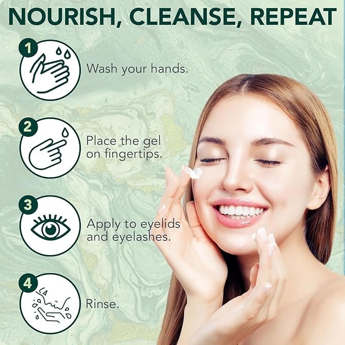 NOVEHA Demodex Extra Strength Eyelid Gel Cleanser - for Demodex, MGD and Dry Eye with Pro-Vitamin B5, Tea Tree Oil, and Hyaluronic Acid - Gentle Cleansing, Soothes Itchy Eyelid - 50mL (3 Pack)