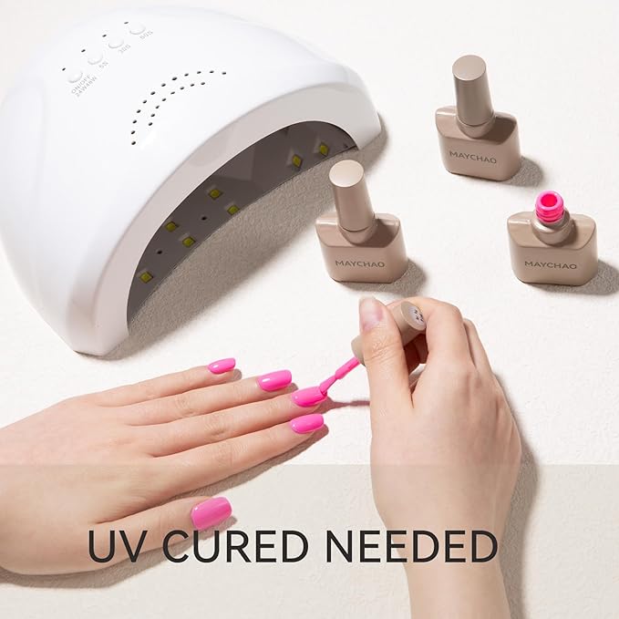 MAYCHAO 15ML Hot Pop Pink Gel Nail Polish 1Pc Pop Pink Gel Polish Soak Off UV LED Nail Polish Nail Art Starter Manicure Salon DIY at Home, 0.5 OZ