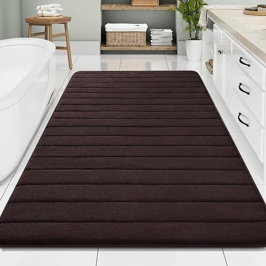Buganda Memory Foam Bath Mat, 70" x 46", Ultra Soft and Non-Slip Bathroom Rugs, Water Absorbent and Machine Washable Bath Rug Runner for Bathroom, Shower, and Tub, Brown