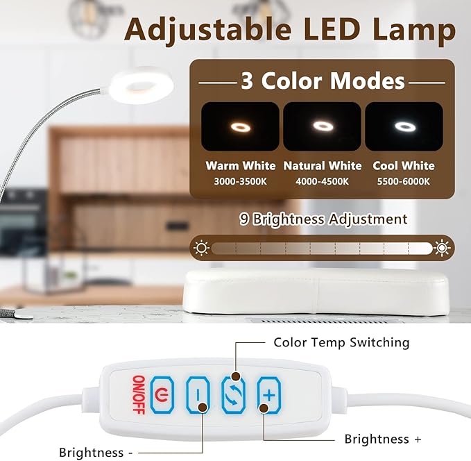 S AFSTAR Portable Nail Table, 35" Foldable Manicure Table with Electric Dust Collector, Bendable LED Lamp, Carry Bag & 4 Lockable Wheels, Professional Nail Desk Nails Salon Station (White)