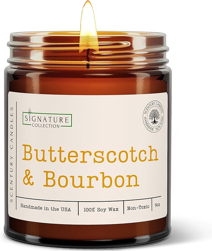 Butterscotch & Bourbon Scented Candle, Many Scents to Choose from, All Natural Non-Toxic Soy Wax, Handmade in The USA (Butterscotch & Bourbon)