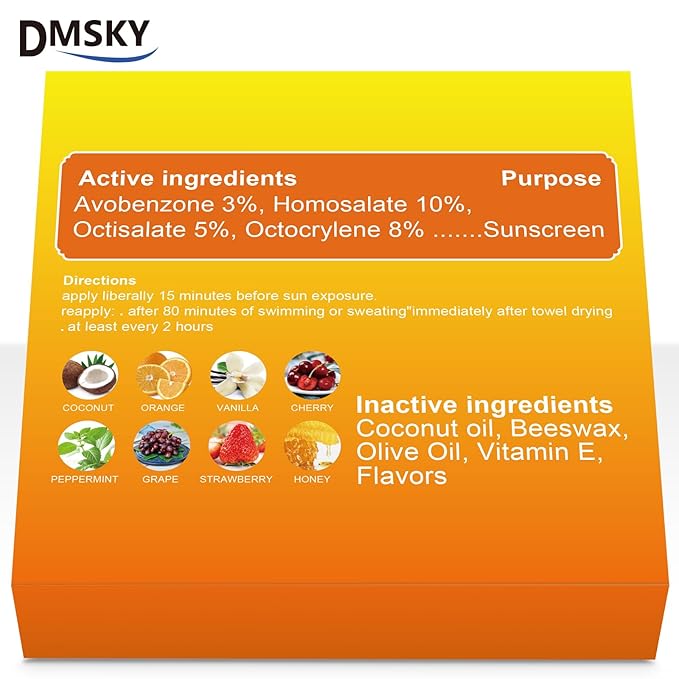 DMSKY SPF 30 Sunscreen lip balm, SPF Lip Balm Bulk Travel Size, Broad Spectrum UVA/UVB Protection, Bulk Lip Sunscreen for Dry Cracked Lips-8 Pcs