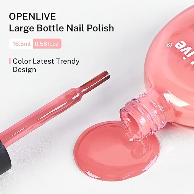 16.5ml Soft Pink Nail Polish Large Volume Quick Dry Nail Polish, Long Lasting Shine, Fingernail Toenail Nail Art DIY Home Travel Nail Art Gift