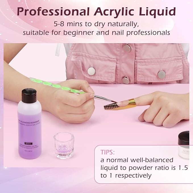 Practice Hand for Acrylic Nails, Fake Maniquin Training Hand for Nail Practice, Nail Practice Hand with Acrylic Nail Powder and Liquid Set, Nail Kit Set Professional Acrylic with Manincure Hand
