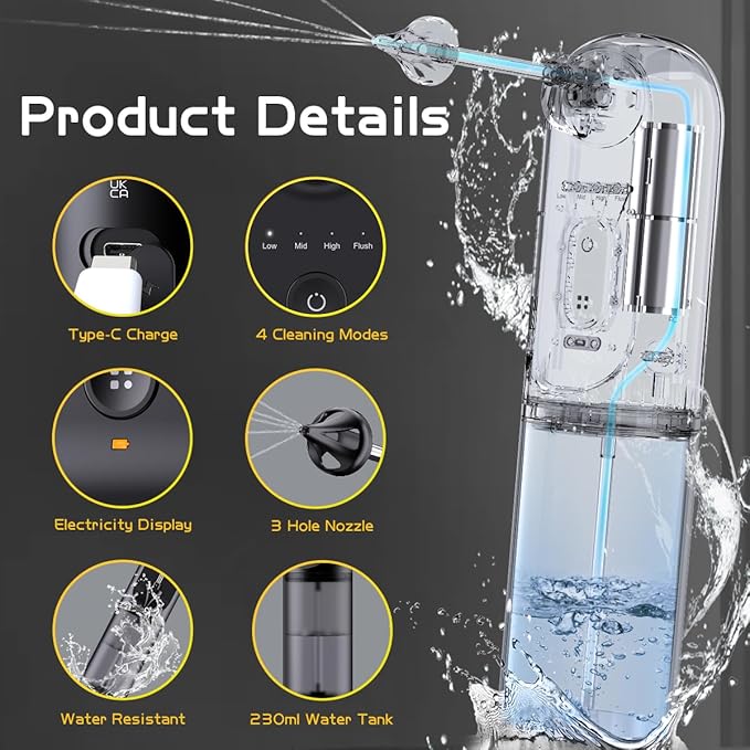 Ear Wax Removal, 4 Pressure Settings Electric Ear Irrigation System, Electric Ear Wax Cleaner with IPX7 Waterproof, 6 Nozzles, 1 Cleaning Basin, USB Rechargeable, Safe for All, Easy to Use