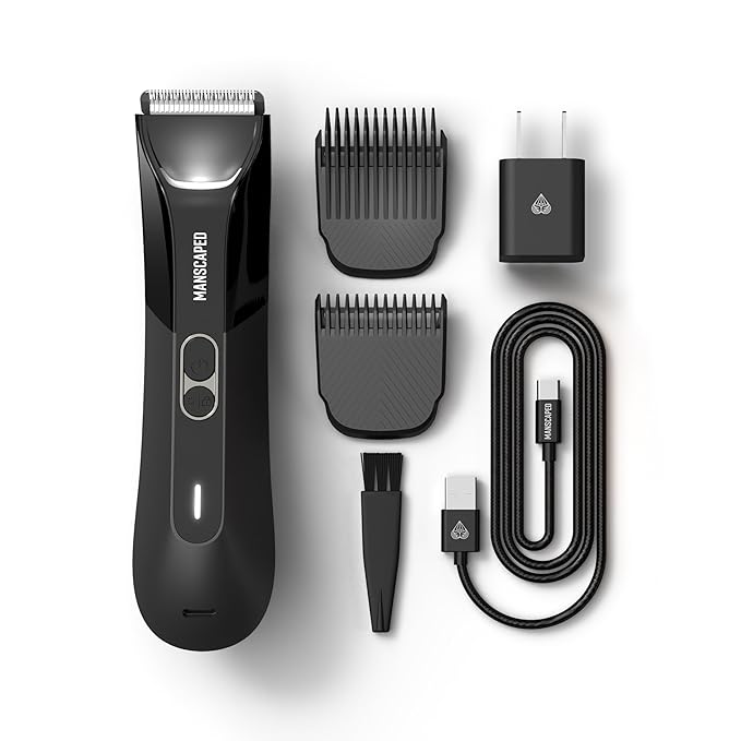MANSCAPED® The Lawn Mower® 4.0 PRO - Groin & Body Hair Trimmer, Updated SkinSafe® Trimmer Blade, Waterproof Wet/Dry Groomer, USB-C & Wireless Charging Compatible, Men’s Ball Shaver with Travel Lock