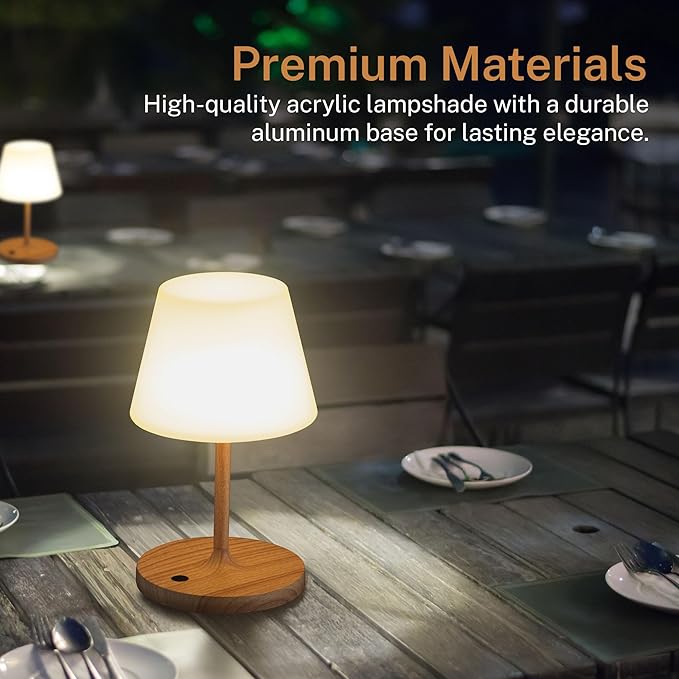 Cordless Lamp, 5000mAh Battery Operated Rechargeable Table Lamp with Power Bank, Touch Dimmable 3 Color Temperatures, IP44 Waterproof Shower Lamp for Kitchen, Bathroom, Indoor Or Outdoor Use 9.6in