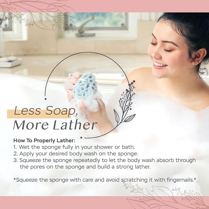 Spongentle Deep Cleansing Body Loofah Sponge, Natural Colors, for Bath and Shower, Multiple Textures for Gentle and Deep Exfoliation, Generous and Rich Lather, (Pack of 2)