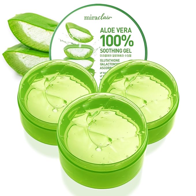 Aloe Vera Gel for Face, Skin, Hair & Sunburn Relief, Made with 100% Pure Aloe Gel for All Skin Types. Made in Korea. 300ml (10.1fl.oz) (3)