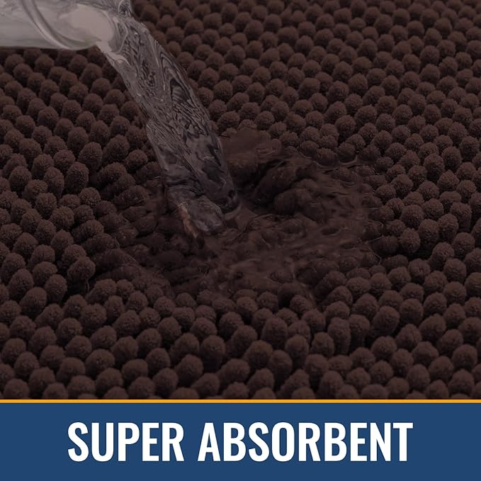 Arotive Bathroom Rugs 47x24, Extra Soft Absorbent Shaggy Chenille Bath Rugs, Machine Washable Rubber Backing Non-Slip Bath Mats for Bathroom Floor Tub and Shower, Home Decor Accessories, Brown