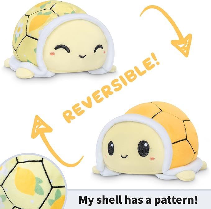 TeeTurtle - The Original Reversible Turtle Plushie - Cute Sensory Fidget Stuffed Animals That Show Your Mood- Lemons + Flowers