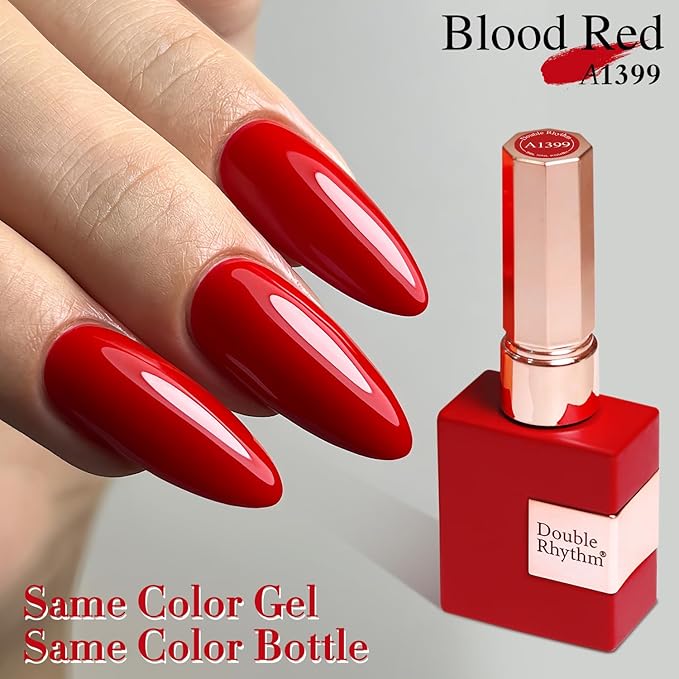Double Rhythm 15ML Gel Nail Polish Pure Sheer Same Color Same Bottle Soak Off Gel Polish Art Manicure Salon DIY at Home for Women (Red-A1399)