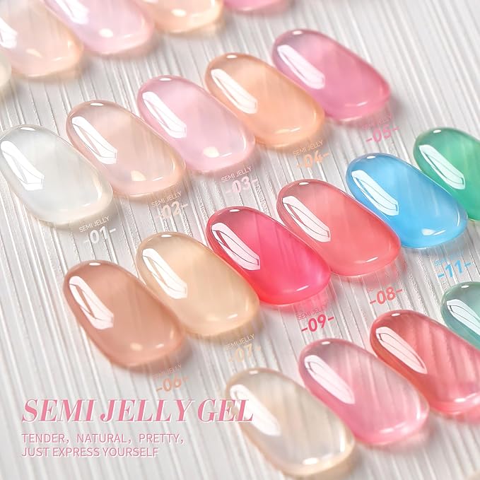 Born Pretty Milky White Jelly Gel Nail Polish Jelly White Sheer Natural Translucent Hema-Free Soak Off U v Gel Polish Nail Art DIY Salon and Home 15ML