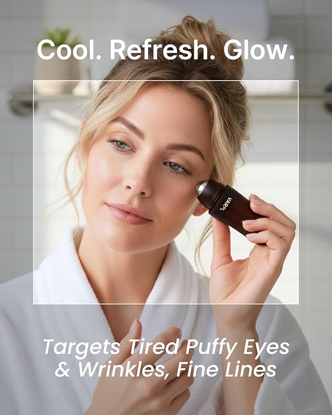 Ice Roll Serum for Face, Puffy Eyes, Under Eye Bags - Bakuchiol & Collagen for Wrinkles, Anti Aging, Ice Roller for Puffiness, Redness, Dark Circles - Korean Skin Care & Gua Sha, 1.69 Fl Oz