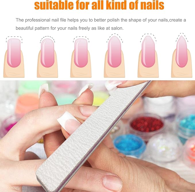 27pcs Double Sided Emery Board,80/80 Grit Nail Files for Acrylic Nails, Professional Nail File
