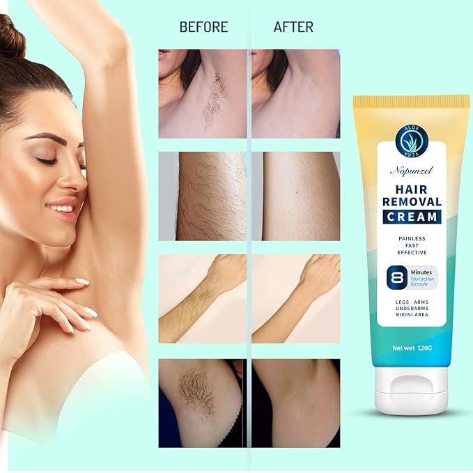 Hair Removal Cream: Hair Remover for Women and Men - Sensitive Intimate Hair Removal - Painless Depilatory Cream - Private Areas Pubic Areas Bikini Body Legs Arms Underarms - All Skin Types - 120g