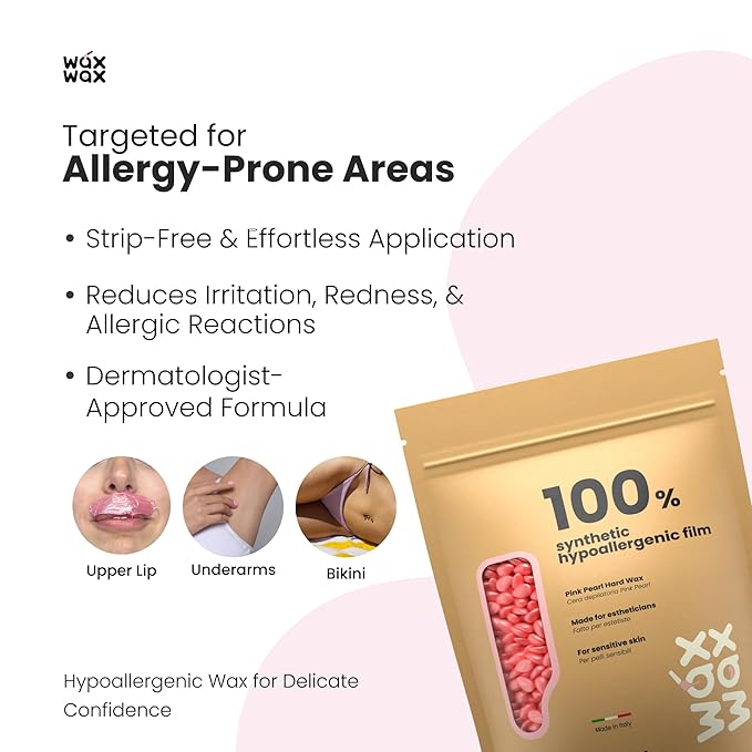 Pink Pearl Hard Wax Beads | Brazilian & Bikini Wax for Ultra Sensitive Skin | Rosin-Free, Hypoallergenic, Strip-Free, Low Melting, Cruelty-Free, Eco-Friendly Waxing Beads | Made In Italy-2.5lb