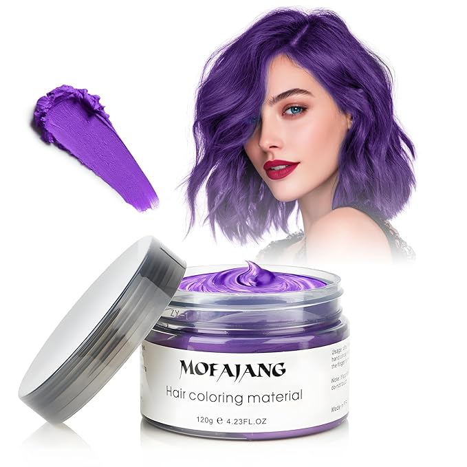Purple Temporary Hair Color Wax - SOVONCARE Washable Hair Dye for Men & Women, All-Day Hold Disposable Hair Styling Clays for Party, Cosplay & Daily 4.23 oz