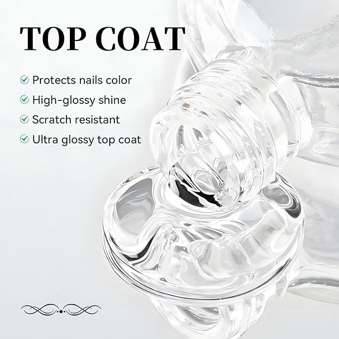 16.5ml Top Coat Clear Nail Polish, Quick Dry High Gloss Shine Large Volume Top Coat, Long Wear and Scratch Resistant for Women Salon DIY Nail Art