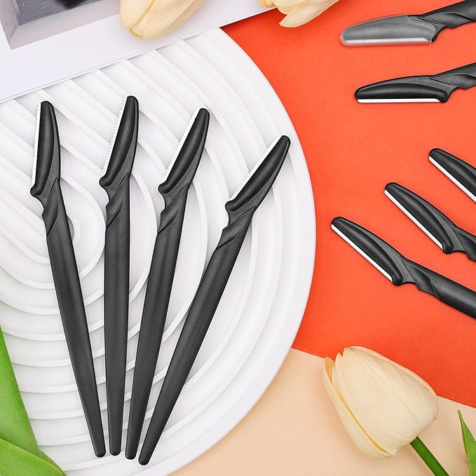 88 Pcs Eyebrow Razors & Face Razors for Women in Storage Jar – Black Color Dermaplane Razor for Women Face & Men, Safe Face Shaver with Protective Covers