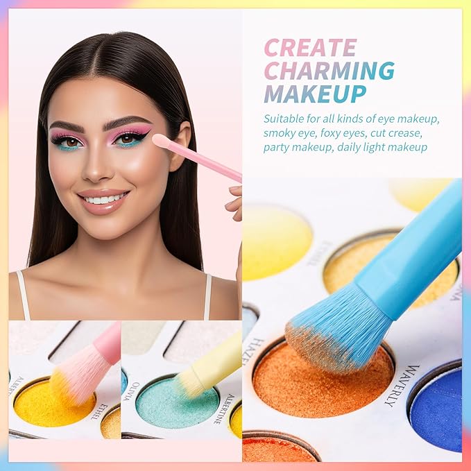 docolor Eye Makeup Brush Set, 4 Pcs Professional Blending Eyeshadow Makeup Brushes Concealer Brush Eyebrow Brush, Soft Hairs & Wood Handle, Vegan ＆ Cruelty-Free