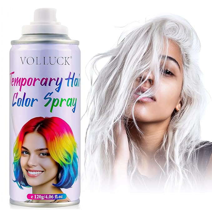 Hair Color Spray, Temporary Hair Dye for Women & Men, Vibrant Colors Hair Wax Gray Hair Cover for Party, Halloween, Cosplay (White, 120 ML)