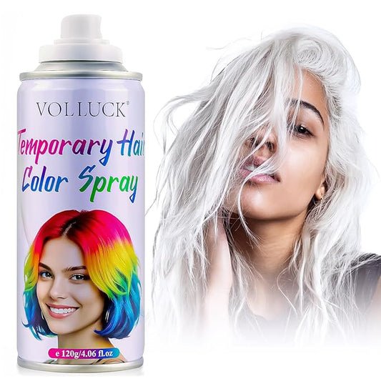Hair Color Spray, Temporary Hair Dye for Women & Men, Vibrant Colors Hair Wax Gray Hair Cover for Party, Halloween, Cosplay (White, 120 ML)