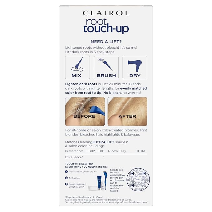 Clairol Root Touch-Up Permanent Hair Dye, Extra Lift Hair Color, Pack of 1
