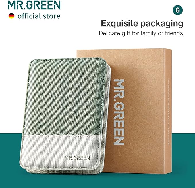MR.GREEN Manicure Sets Pedicure Kits Stainless Steel Nail Clipper Personal Care Tools with PU Leather Case (Green)