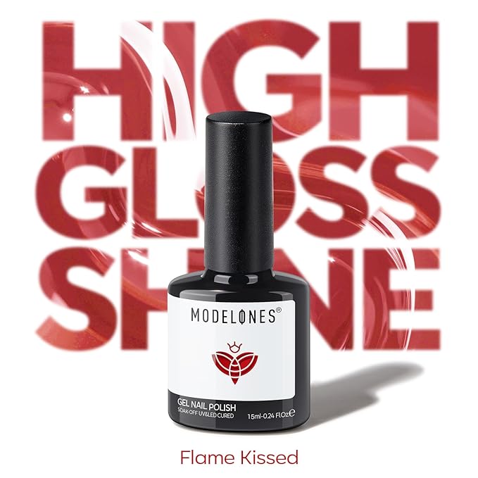 modelones Red Gel Nail Polish Nail Bright Ferrari Red Christmas Gel Polish Soak Off LED Nail Art DIY Salon Manicure New Year Party Nails 15 ML