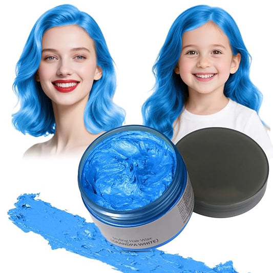 Blue Hair Color Wax - Temporary & Washable Hair Styling Mud Gel for Men, Women, Kids,For Halloween, Cosplay, Party, Crazy Hair Day & Children's Day