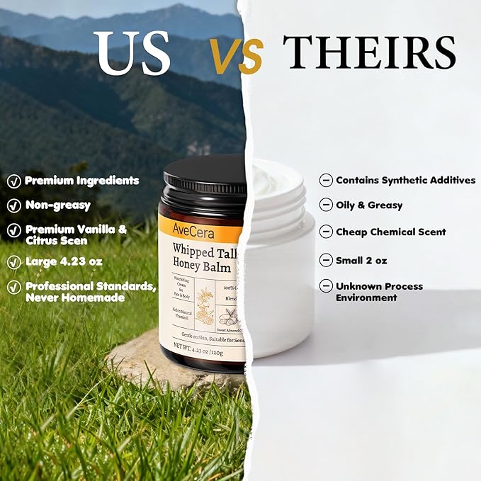 Beef Tallow for Skin - Organic Grass Fed Beef Tallow Balm for Face & Body Moisturizer - Whipped Tallow and Honey Balm Deeply Hydrates for Sensitive, Dry Skin Care - 4.23 oz, Vanilla Orange