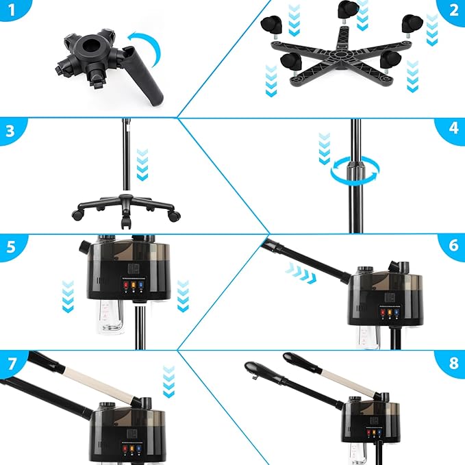 Professional Facial Steamer, 2 in 1 Hot&Cold Mist Facial Steamer, Facial Humidifier on Wheels, Esthetician Steamer for Facial Deep Cleaning and Moisturize, Suitable for Spa, Salon and at Home Use