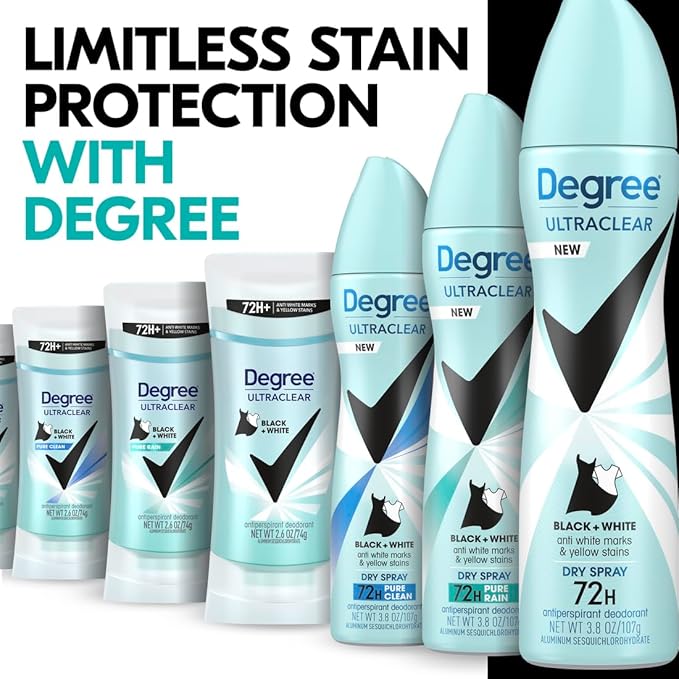 Degree Women's Black+White 4 Count Antiperspirant Balm 2.6 oz - Protects from Deodorant Stains, Fresh Scent, 48H Non-Stop Protection