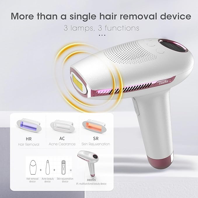 DEESS IPL Laser Hair Removal Device for Women & Men, GP591 3 in 1 Fastest Flashes ICE-Cooling Permanent Hair Remover, Safe & Painless, Long-lasting Reduction of Body & Face Hair Regrowth, Home Use