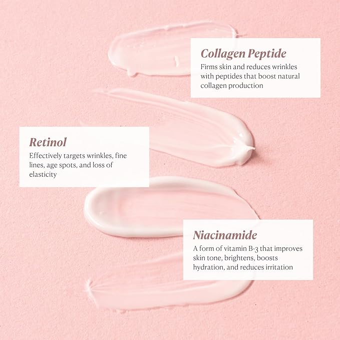 Nakery Beauty Retinol Cream with Collagen and Hyaluronic Acid, Anti Aging Moisturizer for Wrinkles, Face Treatment for All Skin Types, Day and Night Formula for Women