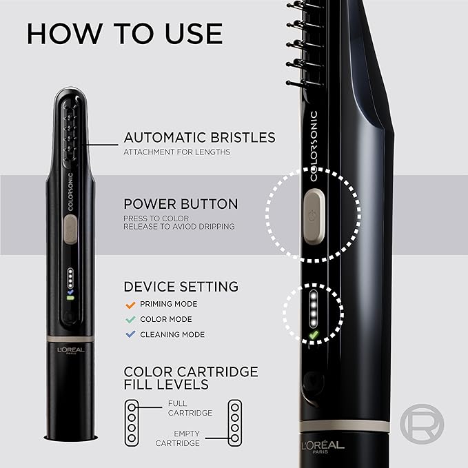 L'Oreal Paris Colorsonic Permanent Hair Dye Coloring Device for Root Touch Up, All Over Color, and Gray Coverage, Mistake-Free Application (Hair Color Cartridge Sold Separately)