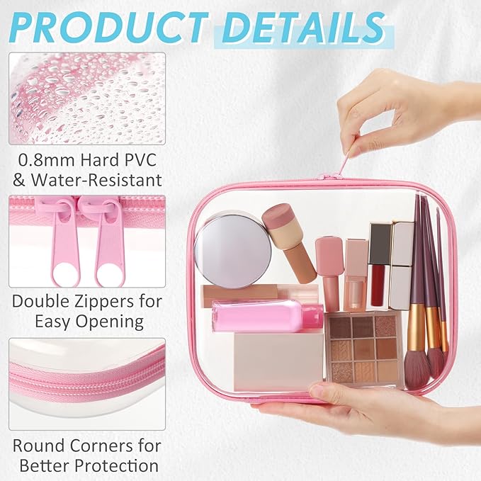 Sanwuta 10 Pcs Hard Zipper Case Clear Hard Pouches Plastic Zipper Pencil Box Toy Storage Bins Portable Plastic Container for Travel Toiletry Office Cosmetic Block Puzzle Organizer (M,Macaron Color)