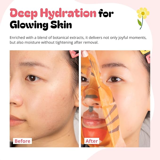 Epielle Character Face Mask Fuzzy Friends 12 Pack, Fun & Effective Korean Skin Care, Spa Party Favors, Stocking Stuffers, Birthday Gifts for Women, Thanksgiving Essentials