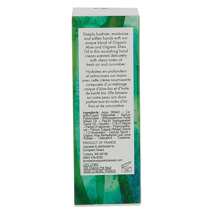 Organic Aloe Collection Hydrating Hand Cream (1.6oz), Fresh Cucumber Scent