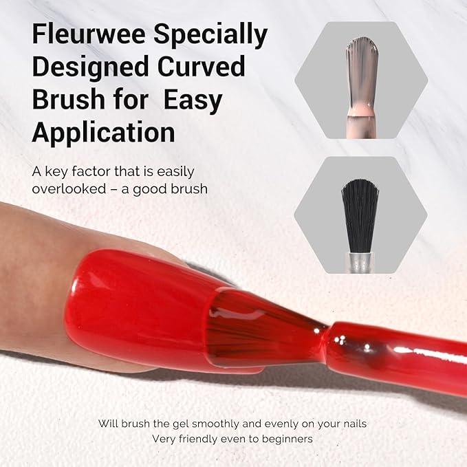 MelodySusie Fleurwee Plant Based 4pcs Gel Nail Polish, Hema Free 21 Non Toxic Red Green White Gold Glitter Long Lasting Soak Off UV Nail Art Salon DIY Gifts for Women Gel Polish Kit