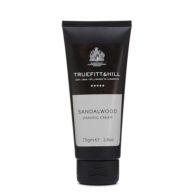 Truefitt & Hill Shaving Cream Tube - Sandalwood - Premium Glycerin-Based Lather, Smooth Glide, and Hydration for a Luxurious Shave - 2.65 oz.