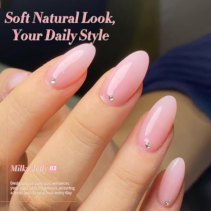 Born Pretty Jelly Gel Nail Polish Jelly Light Pink Gel Polish Sheer Translucent Soak Off Hema-Free Gel Polish Nail Art DIY 15ML