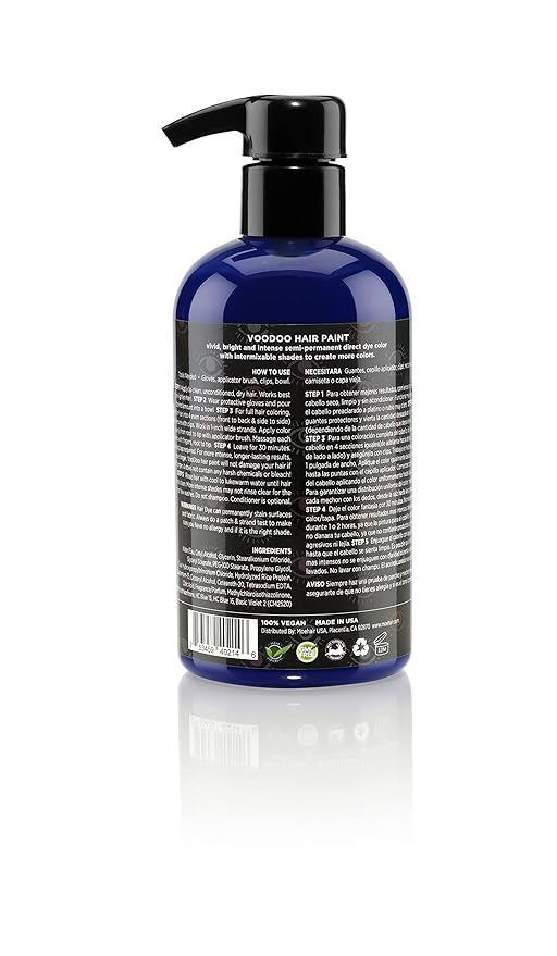 MOEHAIR Semi-Permanent Hair Color | Dark Blue Hair Dye 8 Oz | No Ammonia, Sulfate or Paraben | Vegan & Cruelty-Free | Voodoo Serenity Blue Hair Color | Gentle, Intermixable & Washable | All Hair Types